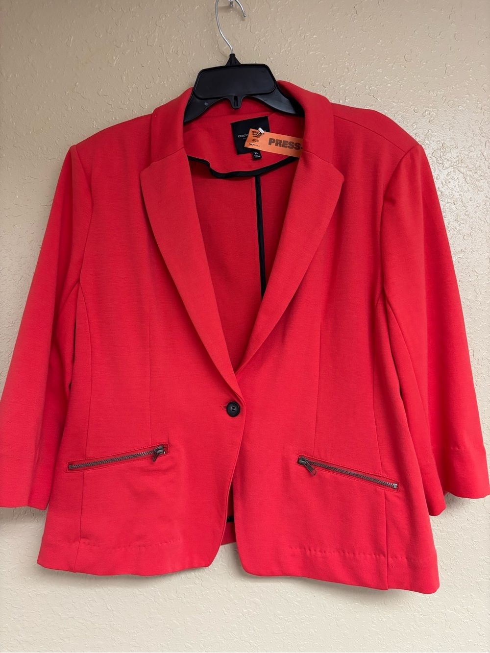 Christian Siriano Bright Red Single-Button Blazer - Picture 1 of 8